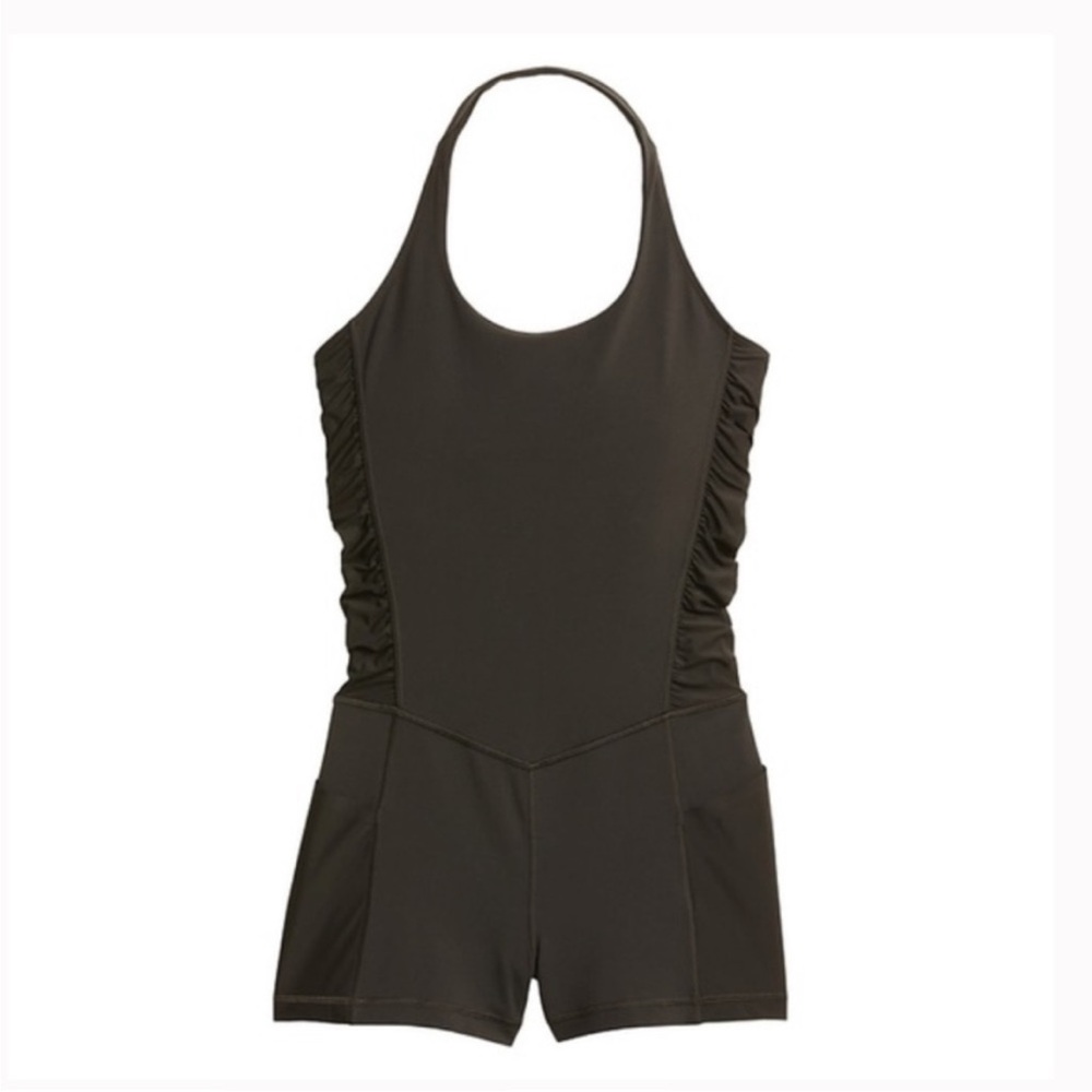 Athleta Romper - black “Mesh Me Up Bodysuit” halter neck activewear - Picture 2 of 12